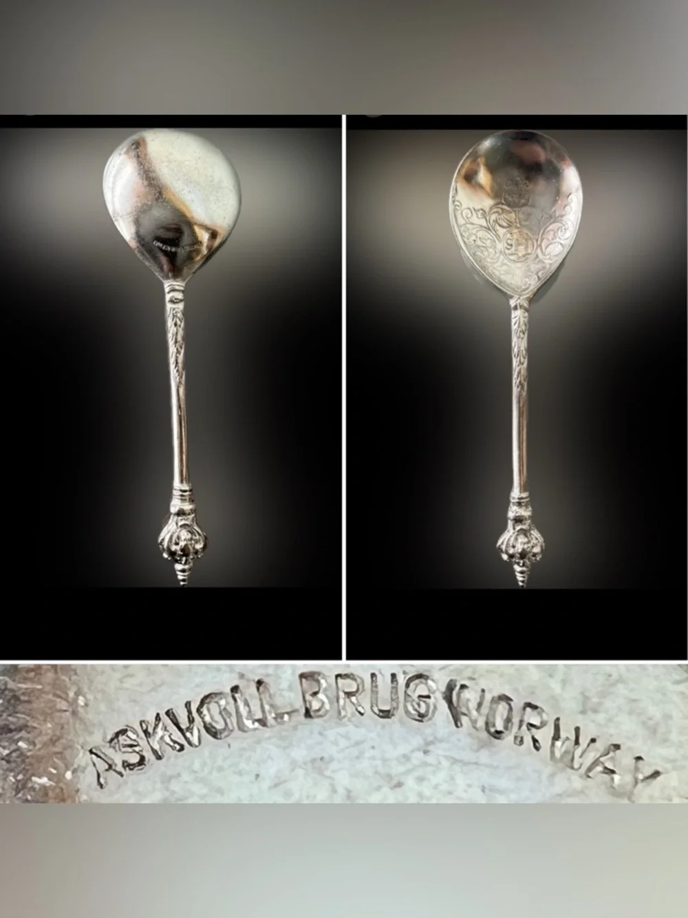 🥄Askvoll Brug Norway Vintage Ornate Silver Spoon 6.25” Pewter Decorative
